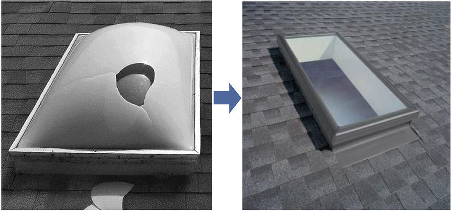 Omaha Hail Damage skylight repair