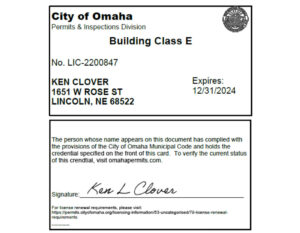 Omaha certificate